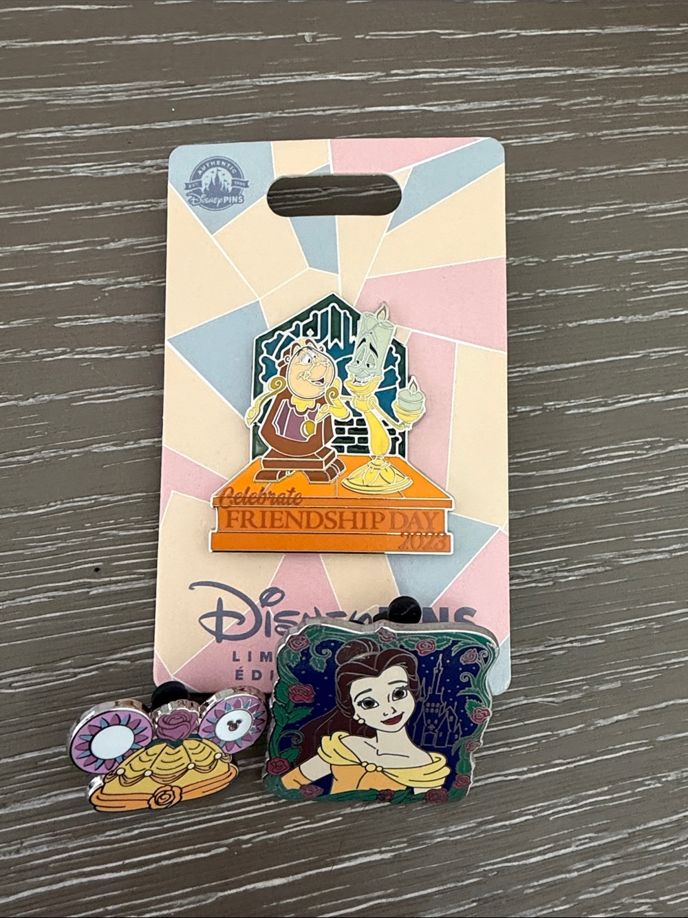Disney Friendship Day Belle & Friends Pin Set - Yellow, Gold, Pink